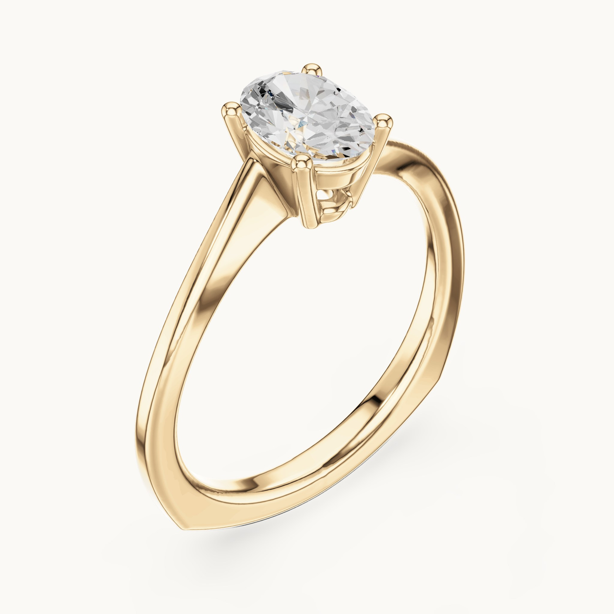 Oval lab-grown diamond solitaire engagement ring in 14K yellow gold, 0.78 CT TW, view 2