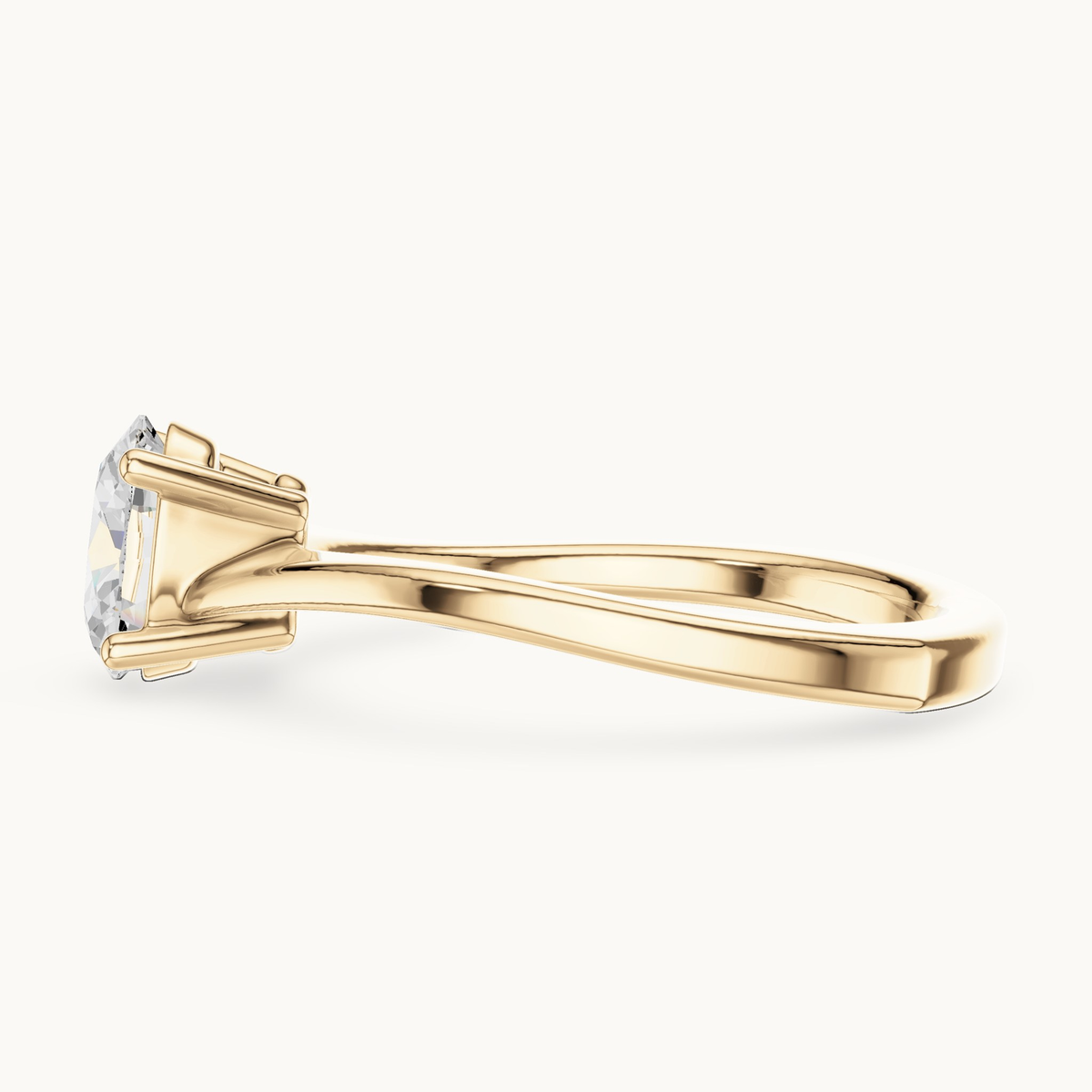 Oval lab-grown diamond solitaire engagement ring in 14K yellow gold, 0.78 CT TW, view 3