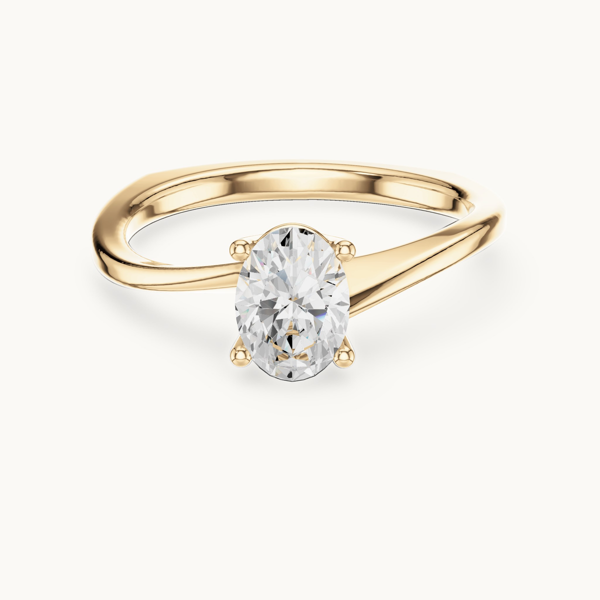 Oval lab-grown diamond solitaire engagement ring in 14K yellow gold, 0.78 CT TW, view 4
