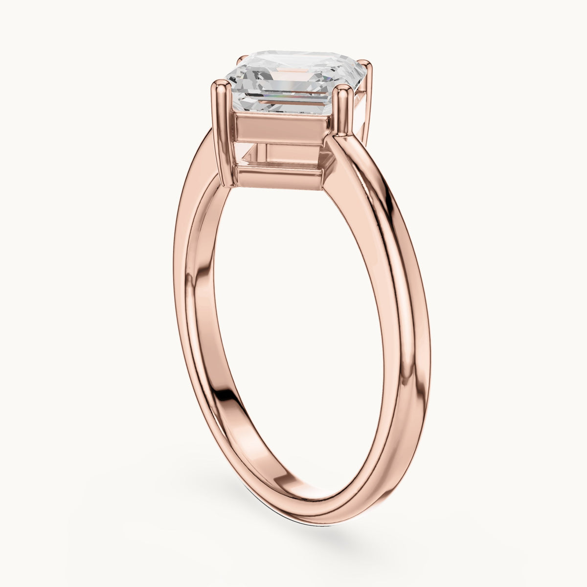 Square emerald-cut lab-grown diamond kite-set solitaire engagement ring in rose gold, 1.44 CT TW, view 1