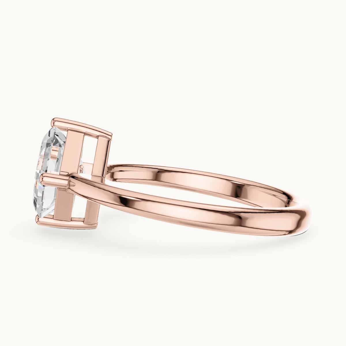 Square emerald-cut lab-grown diamond kite-set solitaire engagement ring in rose gold, 1.44 CT TW, view 3
