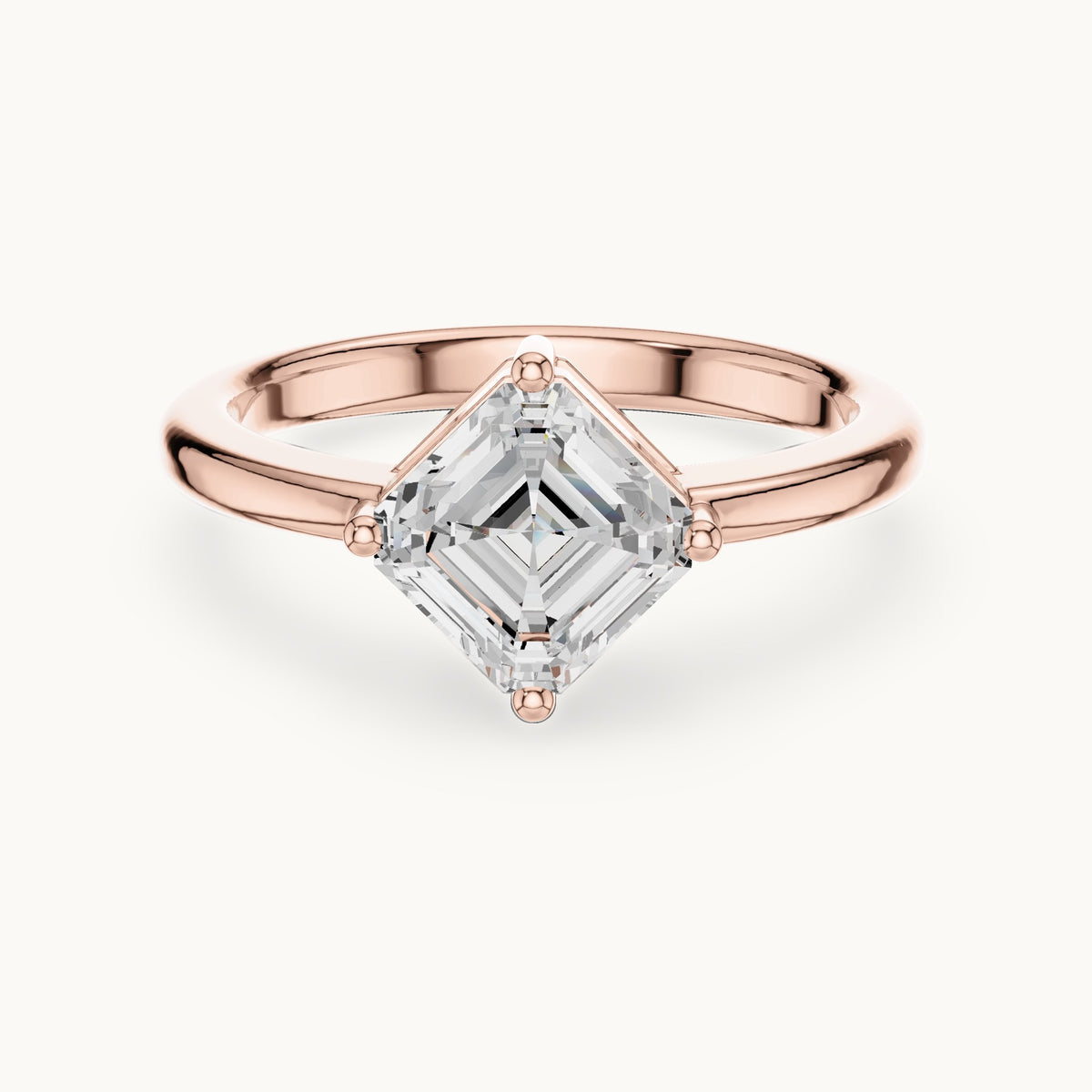 Square emerald-cut lab-grown diamond kite-set solitaire engagement ring in rose gold, 1.44 CT TW, view 4