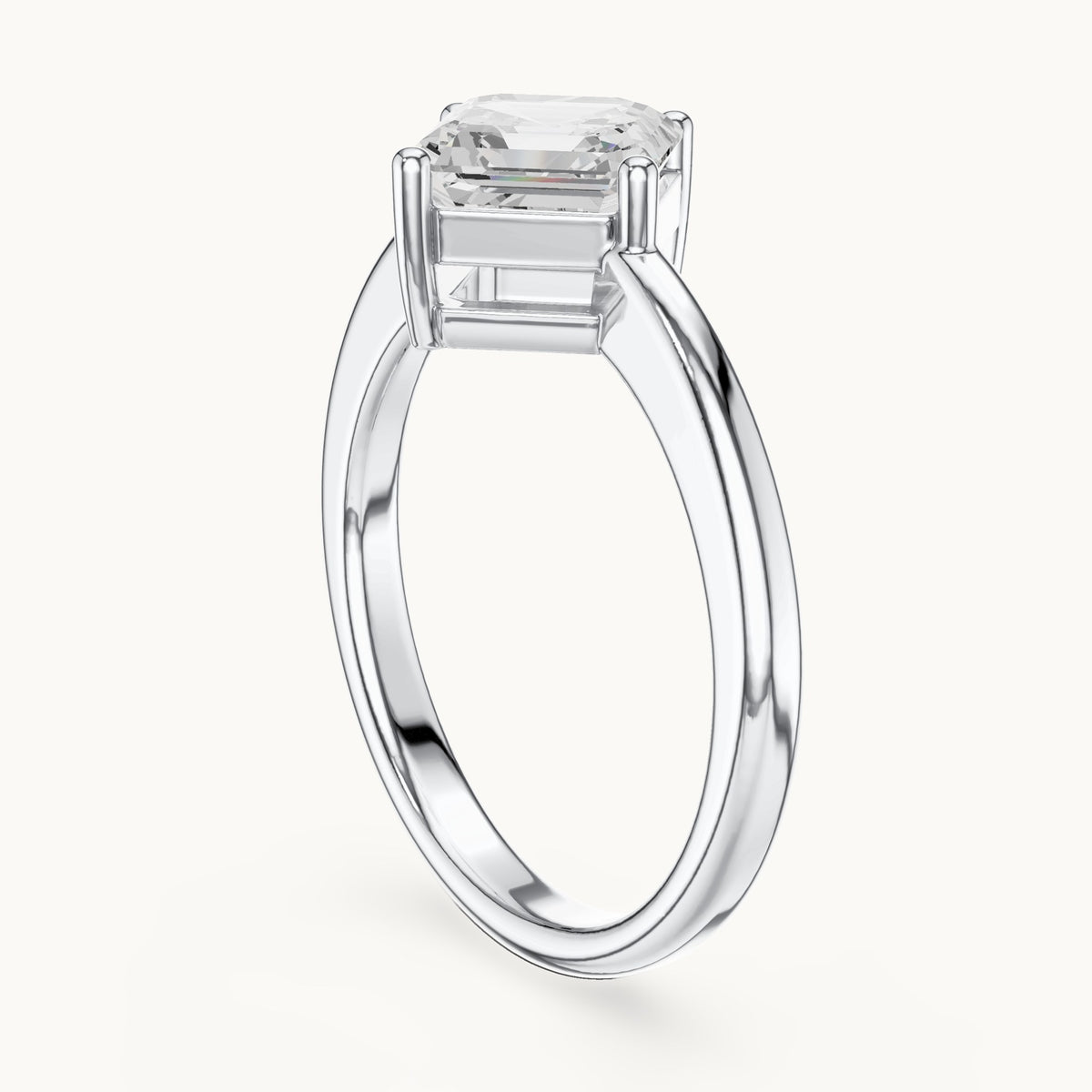 Square emerald-cut lab-grown diamond kite-set solitaire engagement ring in white gold, 1.44 CT TW, view 1