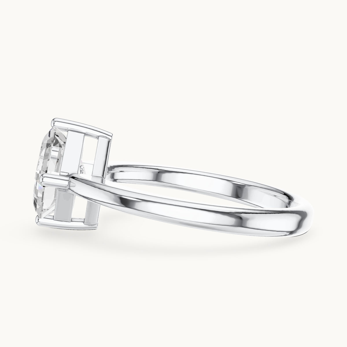 Square emerald-cut lab-grown diamond kite-set solitaire engagement ring in white gold, 1.44 CT TW, view 3