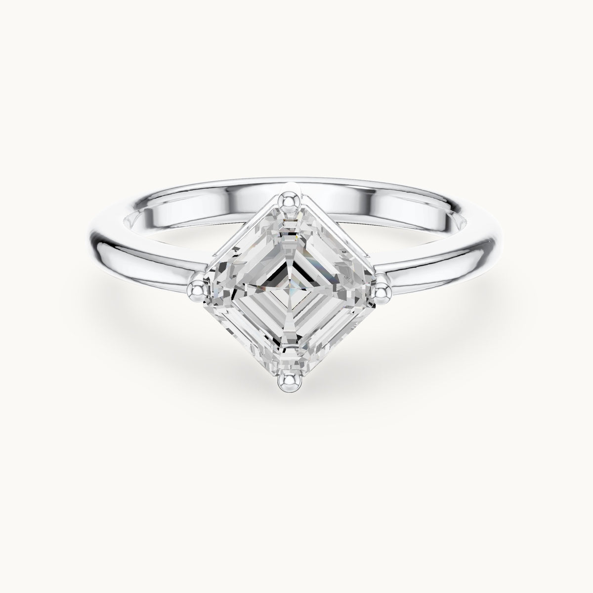 Square emerald-cut lab-grown diamond kite-set solitaire engagement ring in white gold, 1.44 CT TW, view 4