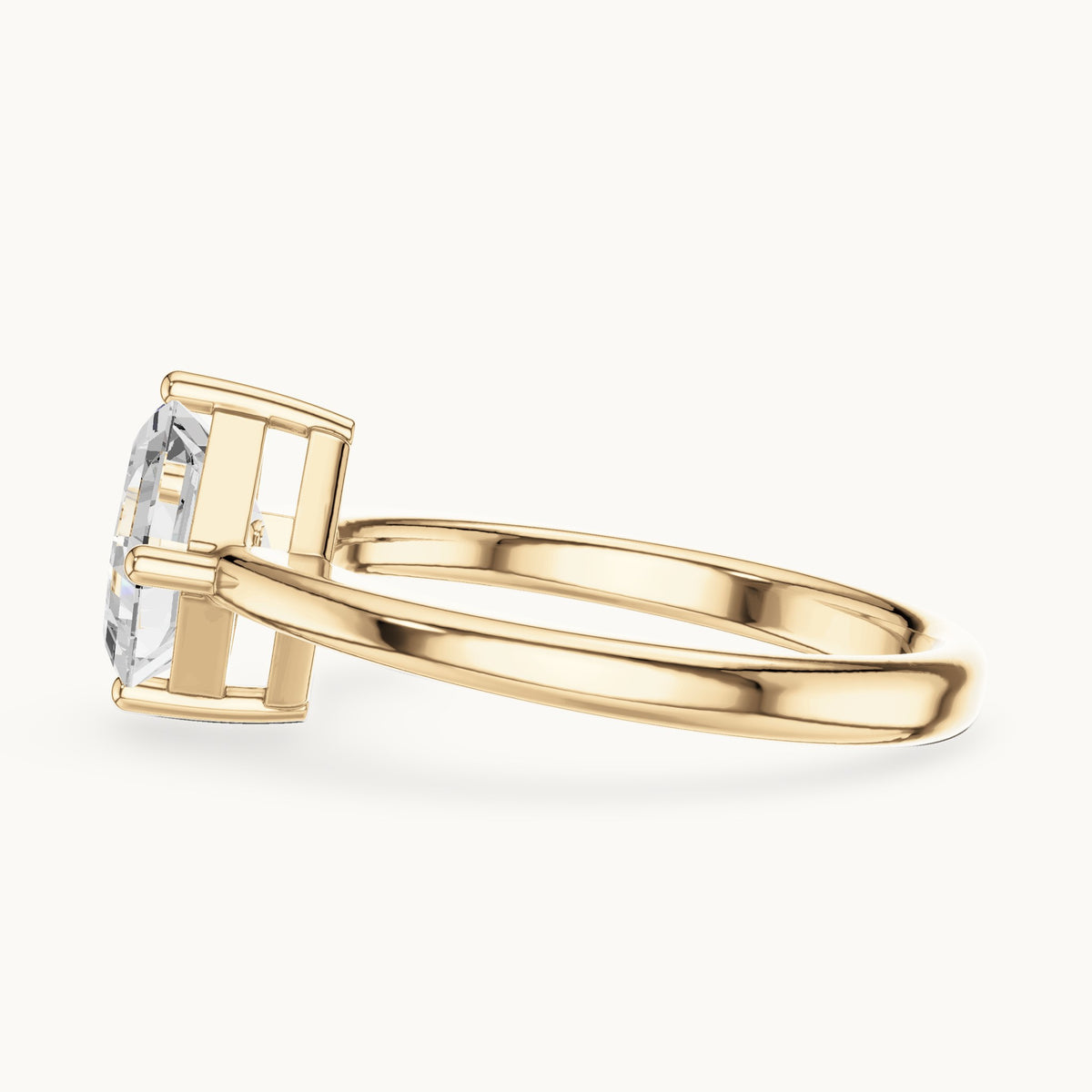 Square emerald-cut lab-grown diamond kite-set solitaire engagement ring in yellow gold, 1.44 CT TW, view 3