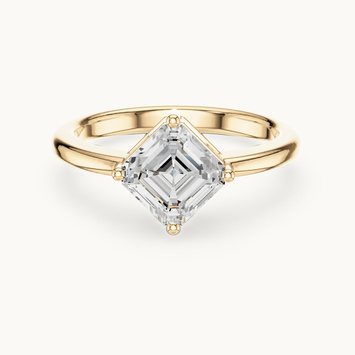 Square emerald-cut lab-grown diamond kite-set solitaire engagement ring in yellow gold, 1.44 CT TW, view 4