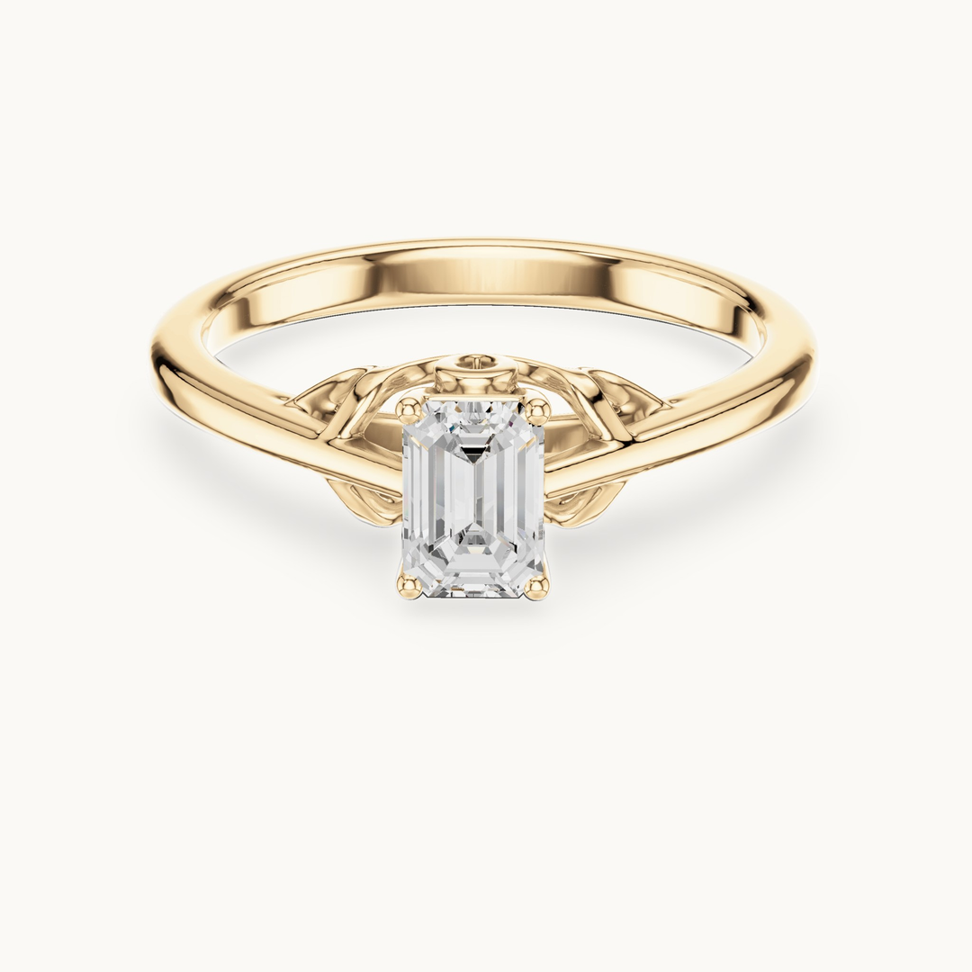 Emerald-cut lab-grown diamond solitaire engagement ring in 14K yellow gold, 0.43 CT TW, view 4