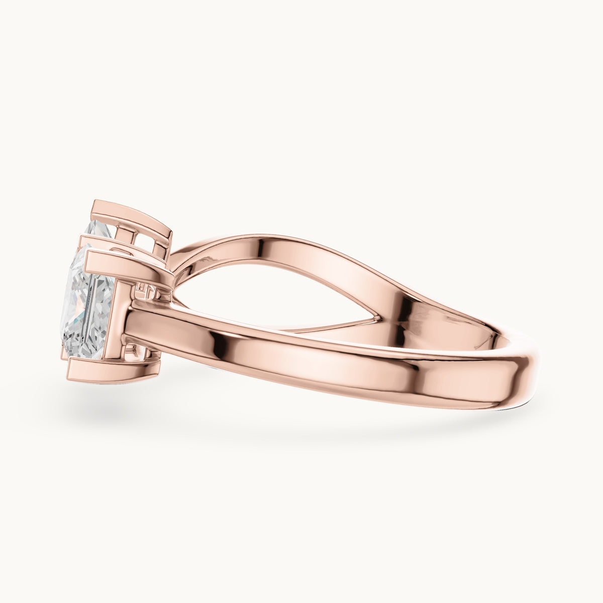 Princess-cut lab-grown diamond bypass toi et moi ring in rose gold, 1.36 CT TW, view 3