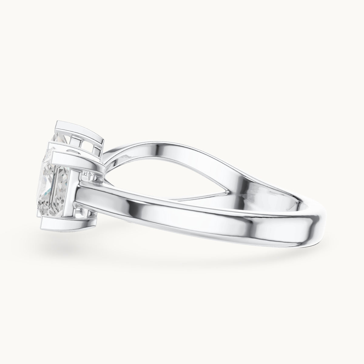 Princess-cut lab-grown diamond bypass toi et moi ring in white gold, 1.36 CT TW, view 3