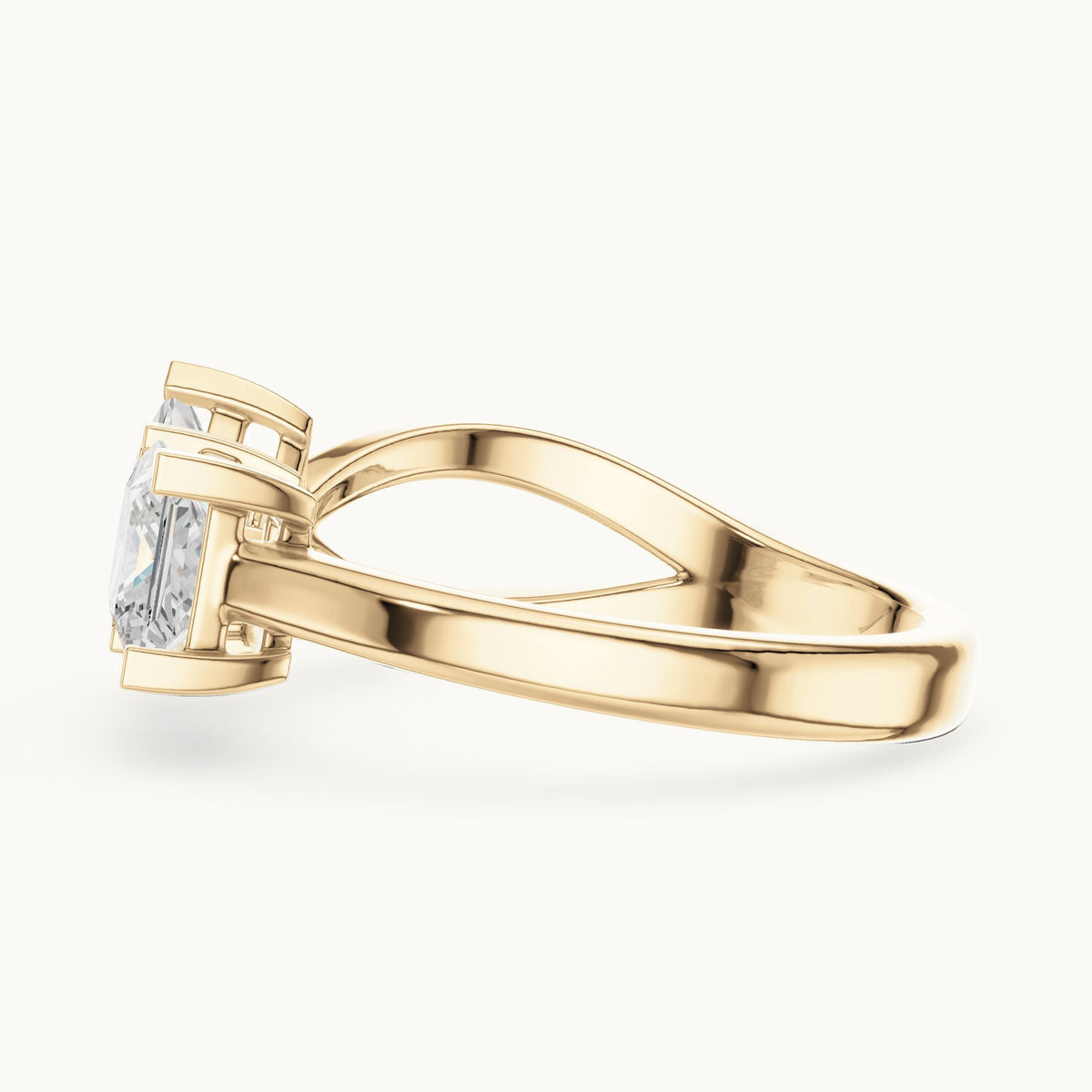 Princess-cut lab-grown diamond bypass toi et moi ring in yellow gold, 1.36 CT TW, view 3