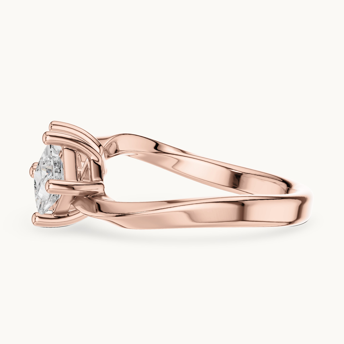 Princess-cut lab-grown diamond toi et moi ring in 14K rose gold, 0.87 CT TW, view 3