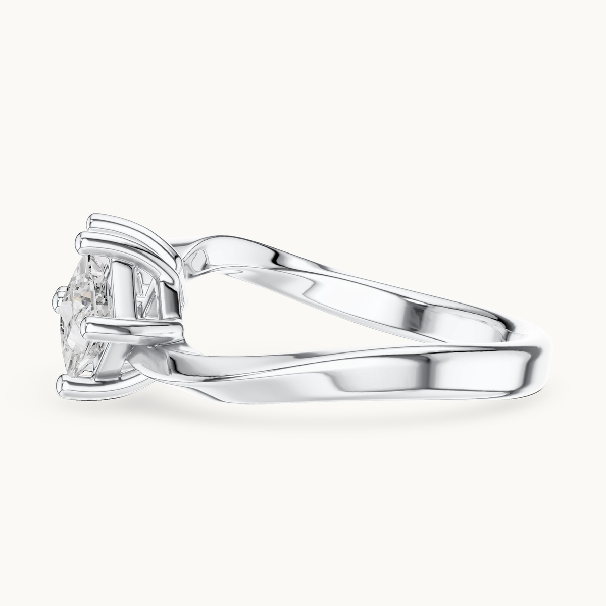 Princess-cut lab-grown diamond toi et moi ring in 14K white gold, 0.87 CT TW, view 3