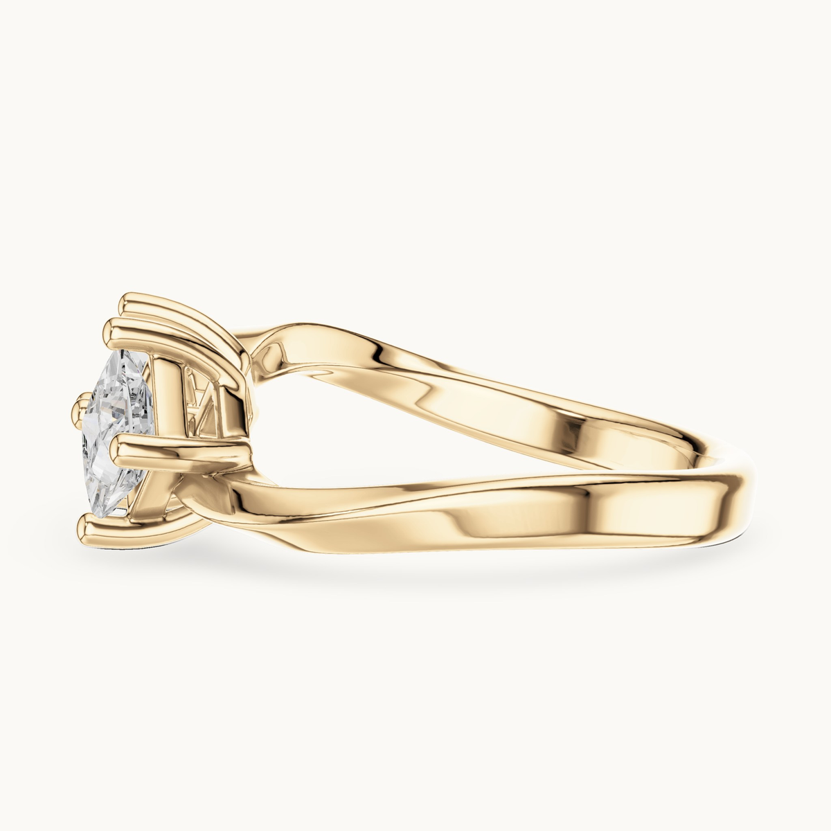 Princess-cut lab-grown diamond toi et moi ring in 14K yellow gold, 0.87 CT TW, view 3