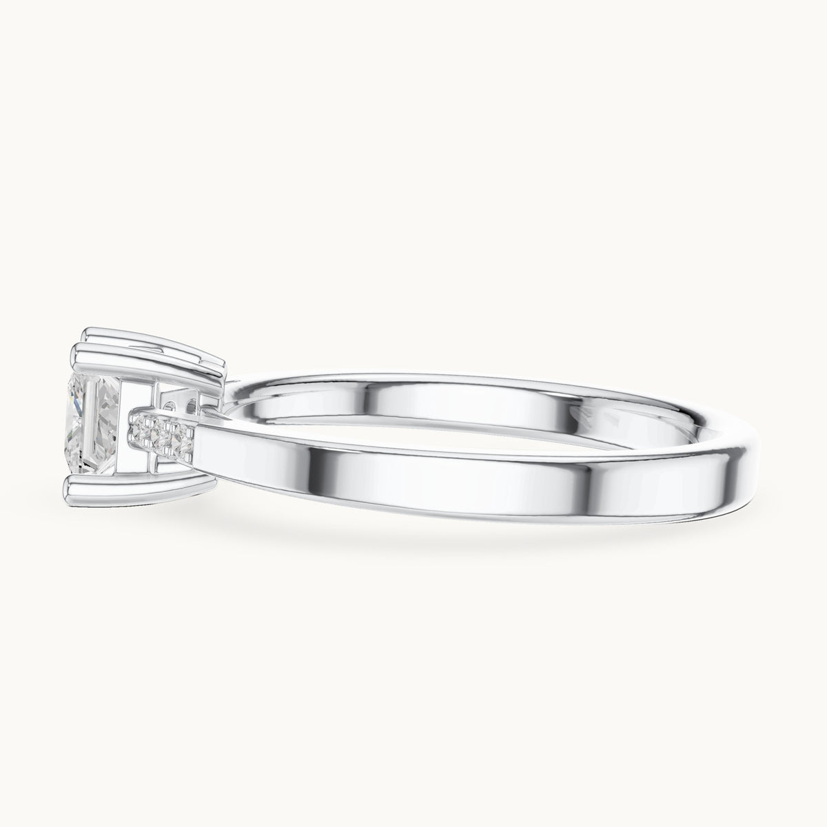 Princess-cut lab-grown diamond engagement ring with accent diamonds in white gold, 0.53 CT TW, view 3