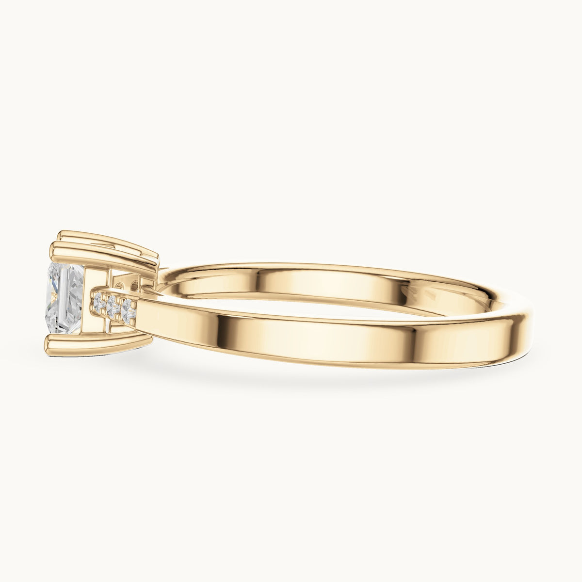 Princess-cut lab-grown diamond engagement ring with accent diamonds in yellow gold, 0.53 CT TW, view 3