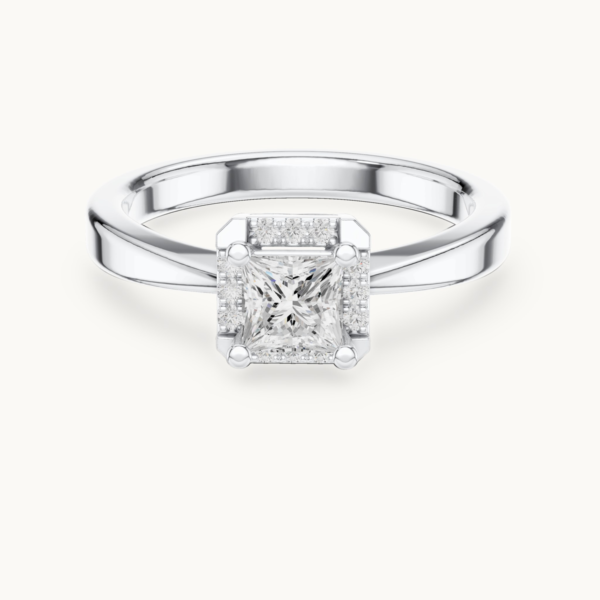 Princess-cut lab-grown diamond halo engagement ring in 14K white gold, 0.57 CT TW, view 4