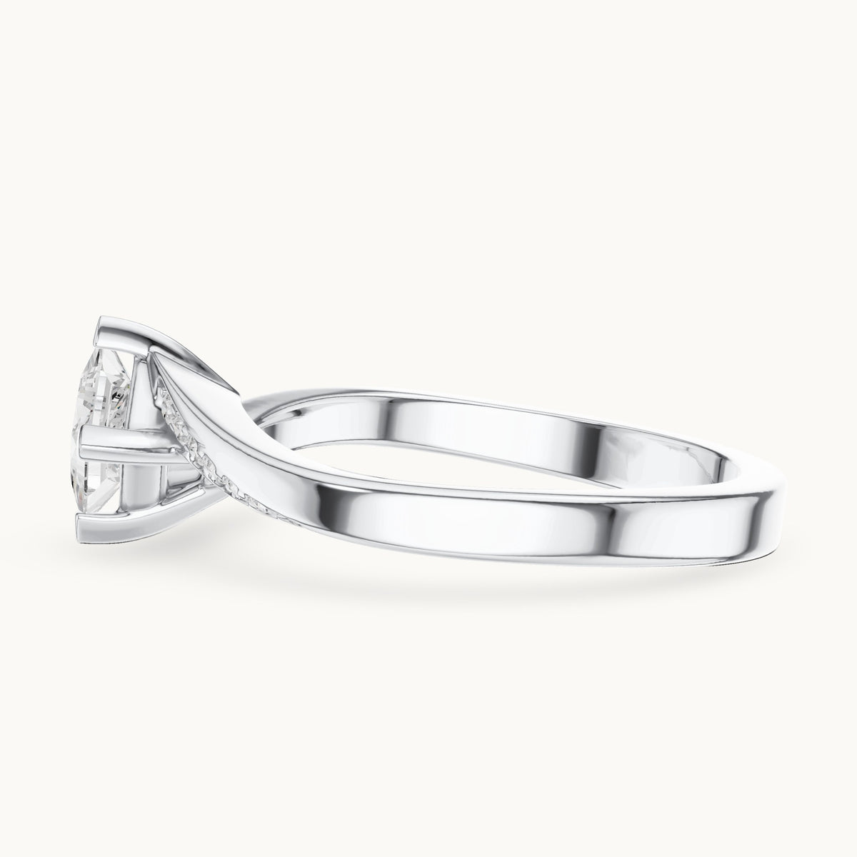 Princess-cut lab-grown diamond bypass solitaire engagement ring in white gold, 0.65 CT TW, view 3