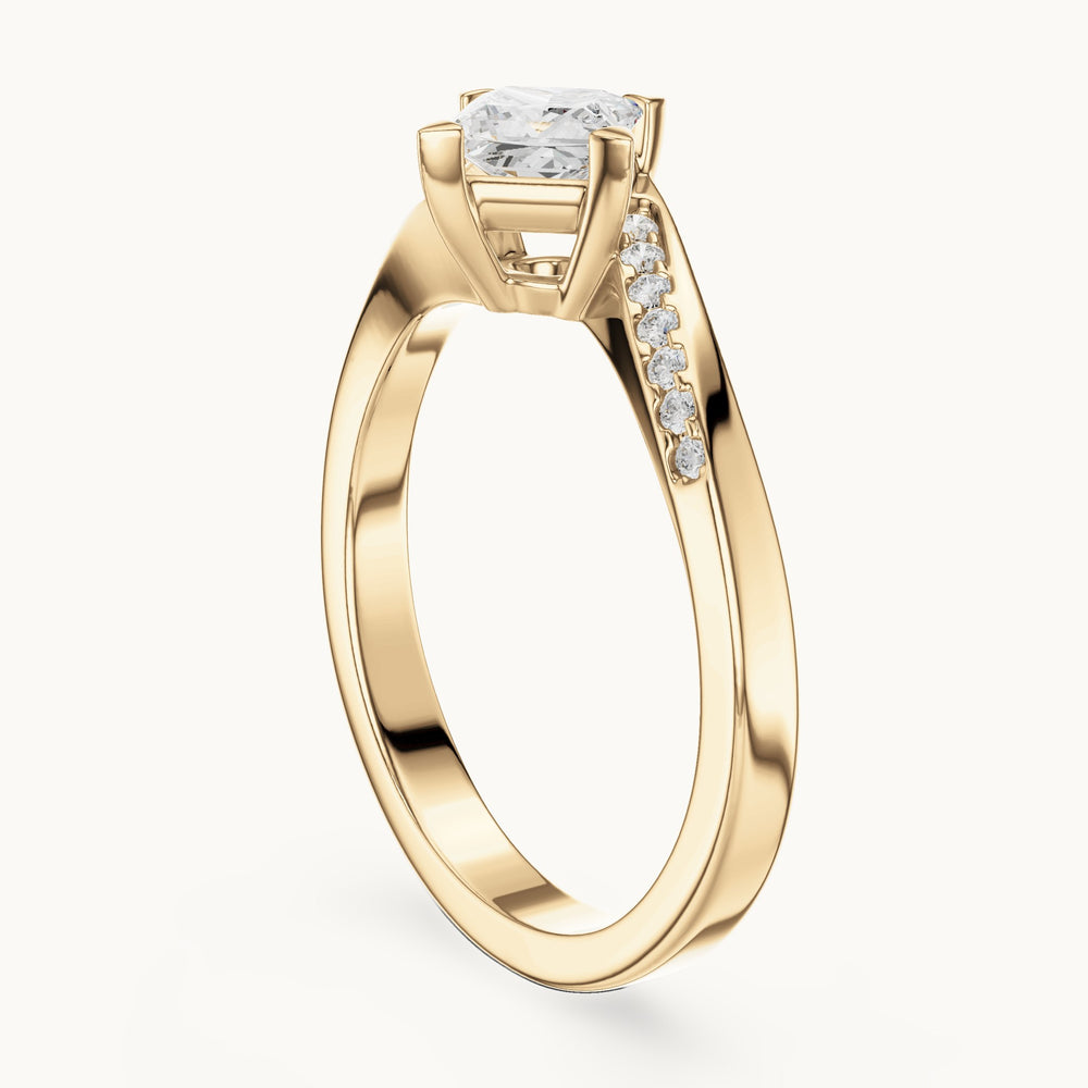 Princess-cut lab-grown diamond bypass solitaire engagement ring in yellow gold, 0.65 CT TW, view 1