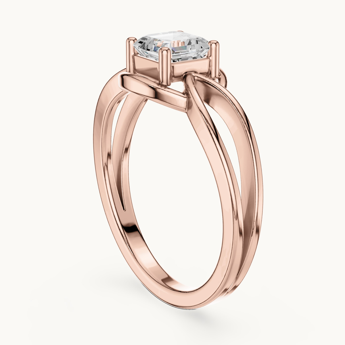 Square emerald-cut lab-grown diamond solitaire engagement ring in 14K rose gold, 0.70 CT TW, view 1