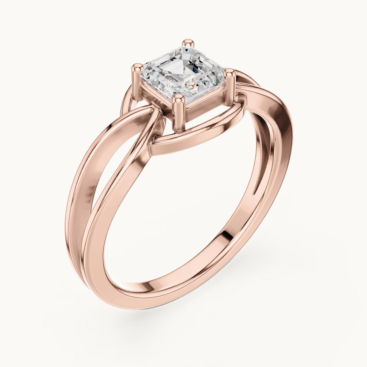 Square emerald-cut lab-grown diamond solitaire engagement ring in 14K rose gold, 0.70 CT TW, view 2