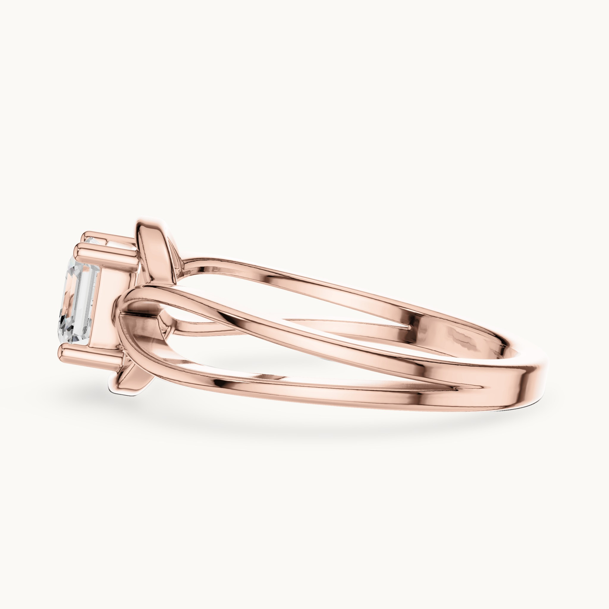 Square emerald-cut lab-grown diamond solitaire engagement ring in 14K rose gold, 0.70 CT TW, view 3