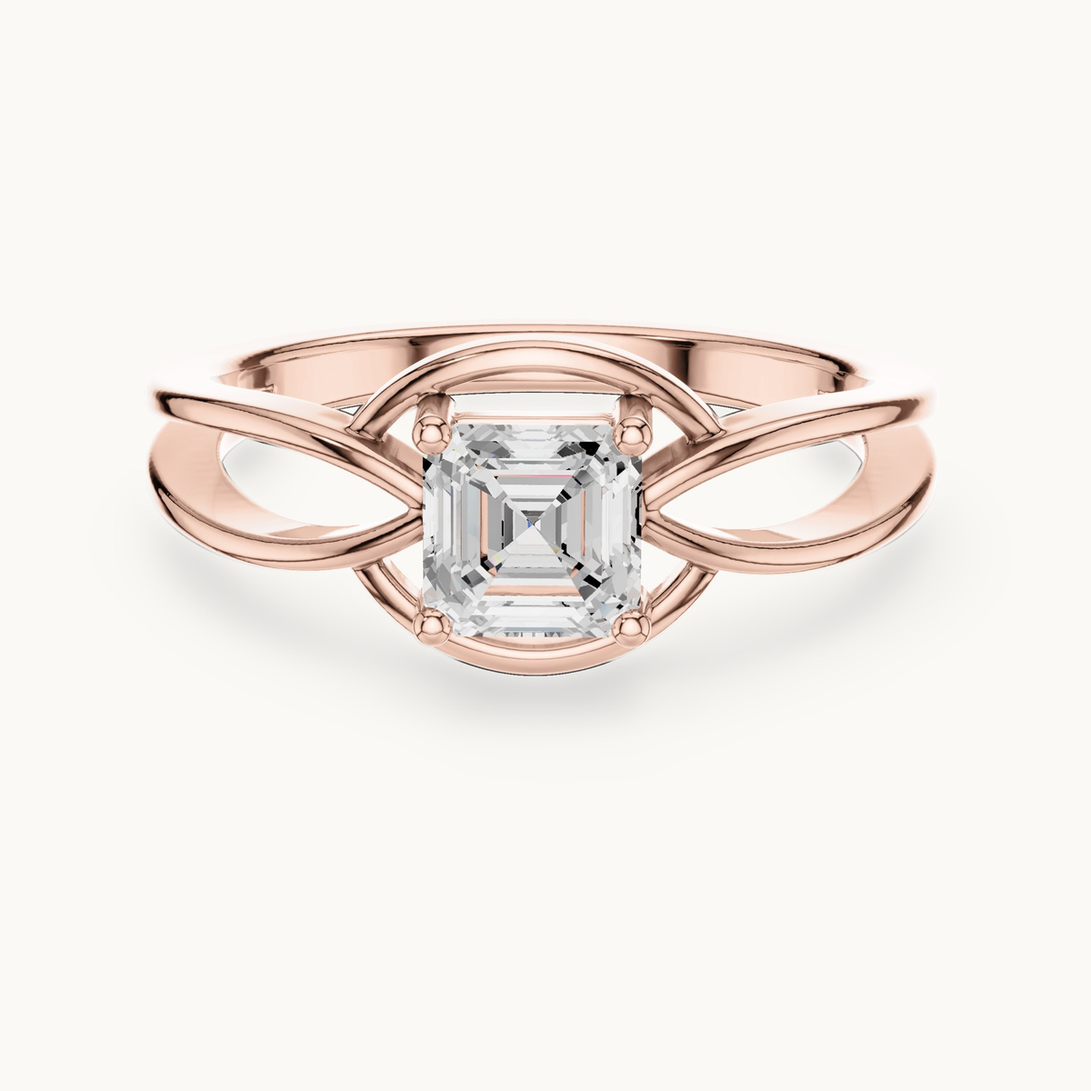 Square emerald-cut lab-grown diamond solitaire engagement ring in 14K rose gold, 0.70 CT TW, view 4