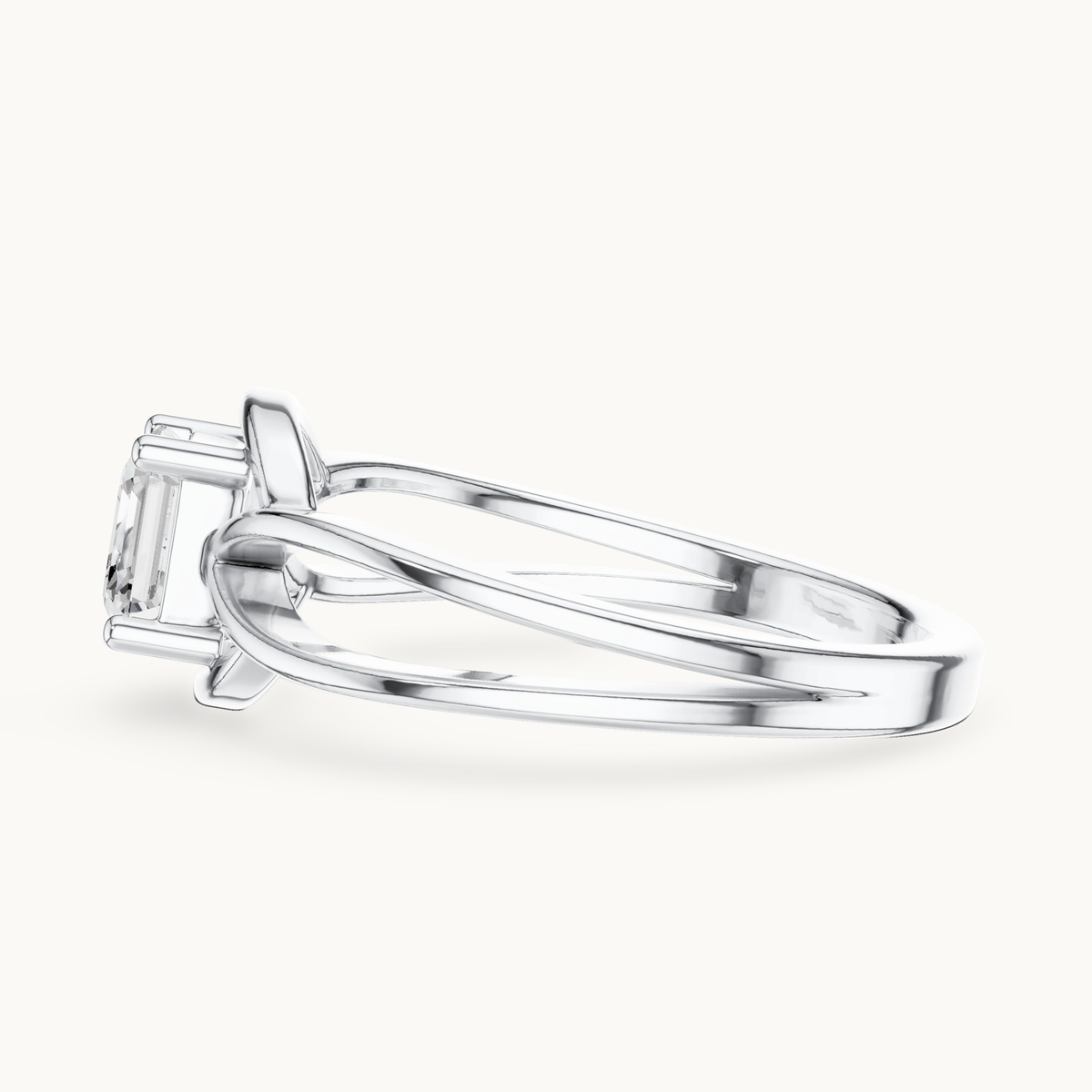 Square emerald-cut lab-grown diamond solitaire engagement ring in 14K white gold, 0.70 CT TW, view 3