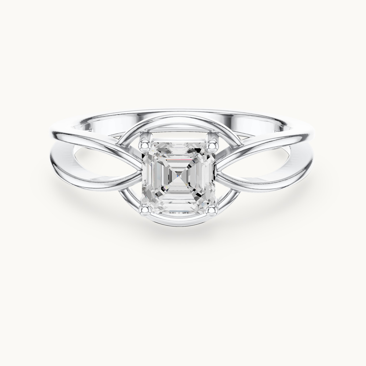 Square emerald-cut lab-grown diamond solitaire engagement ring in 14K white gold, 0.70 CT TW, view 4