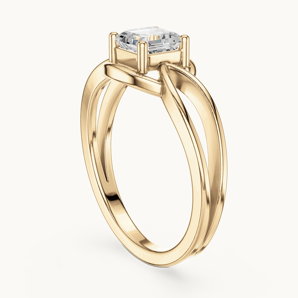 Square emerald-cut lab-grown diamond solitaire engagement ring in 14K yellow gold, 0.70 CT TW, view 1