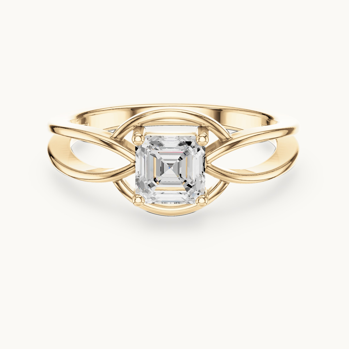 Square emerald-cut lab-grown diamond solitaire engagement ring in 14K yellow gold, 0.70 CT TW, view 4