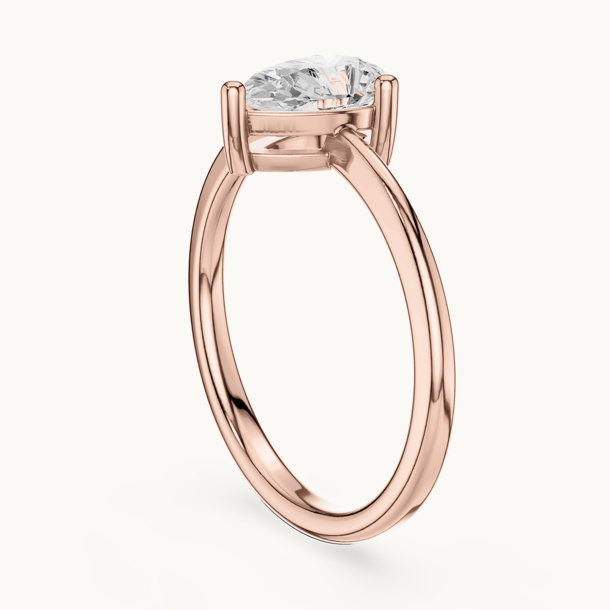 Pear lab-grown diamond solitaire engagement ring in 14K rose gold, 0.90 CT TW, view 1