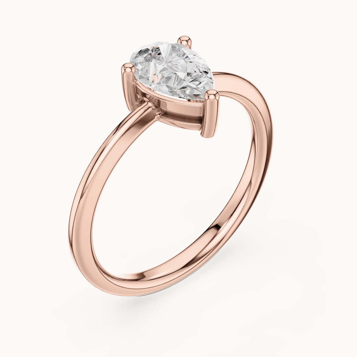 Pear lab-grown diamond solitaire engagement ring in 14K rose gold, 0.90 CT TW, view 2