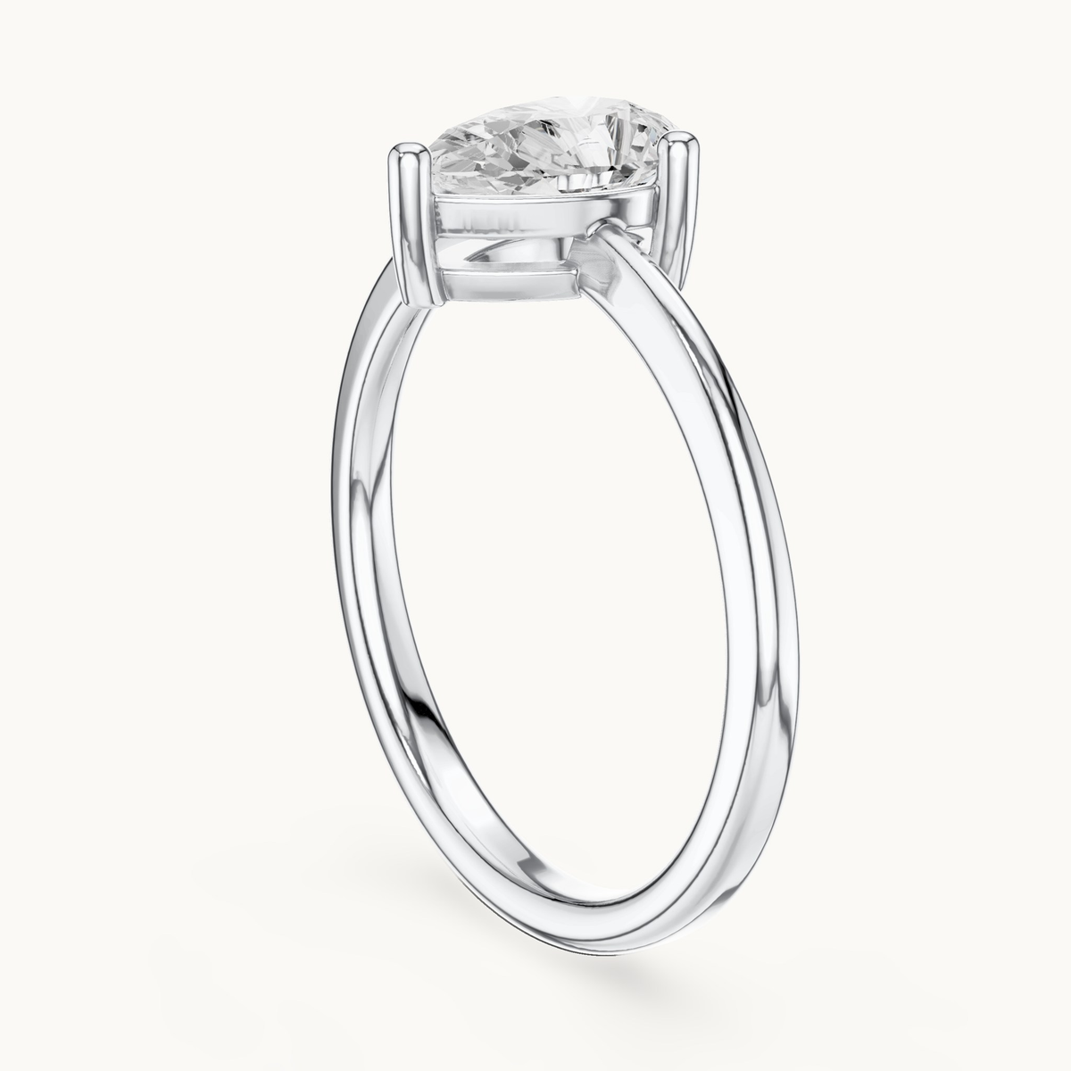 Pear lab-grown diamond solitaire engagement ring in 14K white gold, 0.90 CT TW, view 1