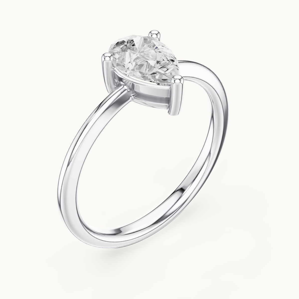Pear lab-grown diamond solitaire engagement ring in 14K white gold, 0.90 CT TW, view 2