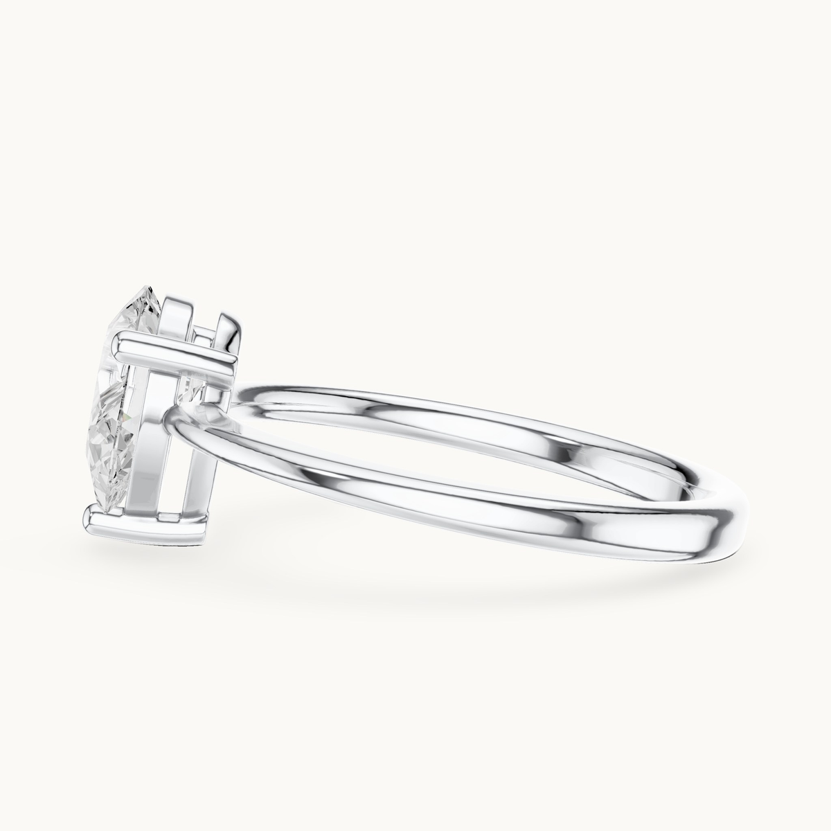 Pear lab-grown diamond solitaire engagement ring in 14K white gold, 0.90 CT TW, view 3