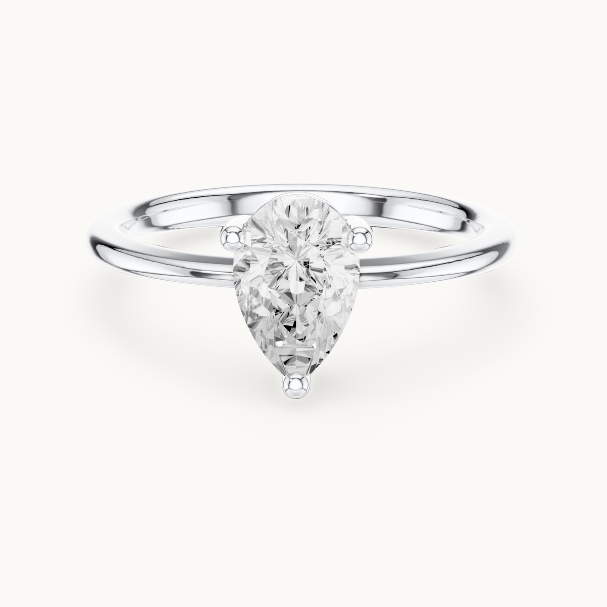 Pear lab-grown diamond solitaire engagement ring in 14K white gold, 0.90 CT TW, view 4
