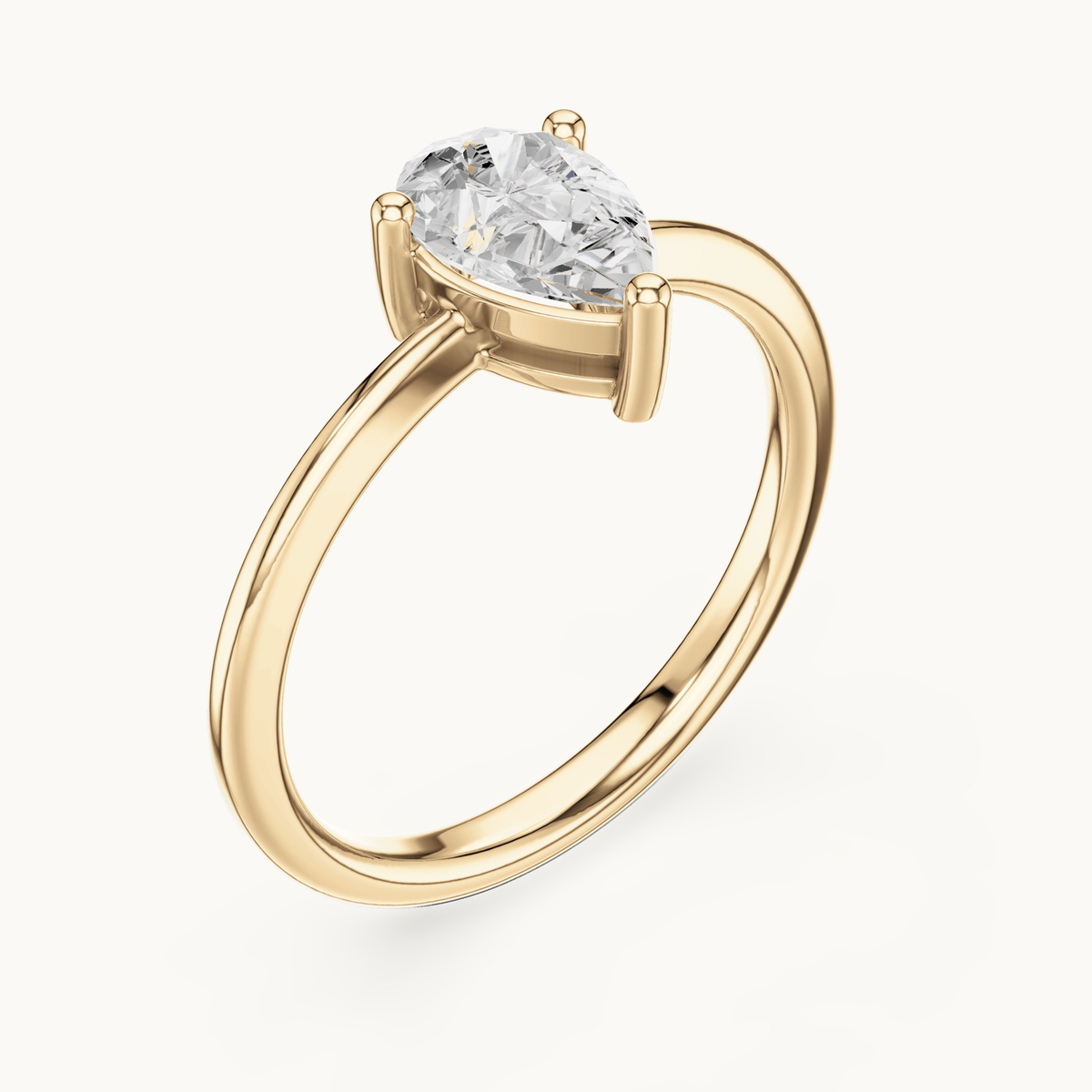 Pear lab-grown diamond solitaire engagement ring in 14K yellow gold, 0.90 CT TW, view 2
