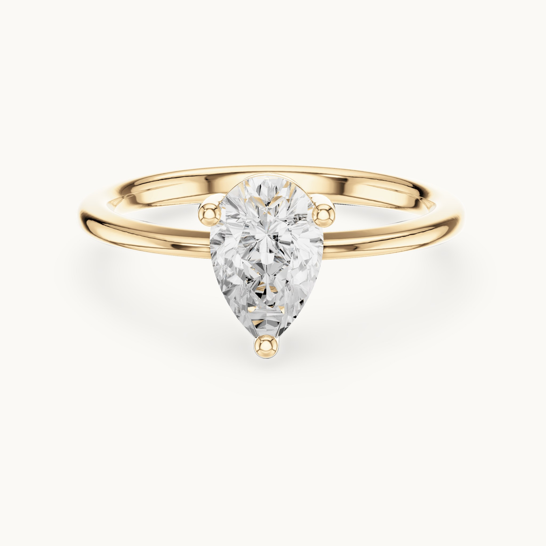 Pear lab-grown diamond solitaire engagement ring in 14K yellow gold, 0.90 CT TW, view 4