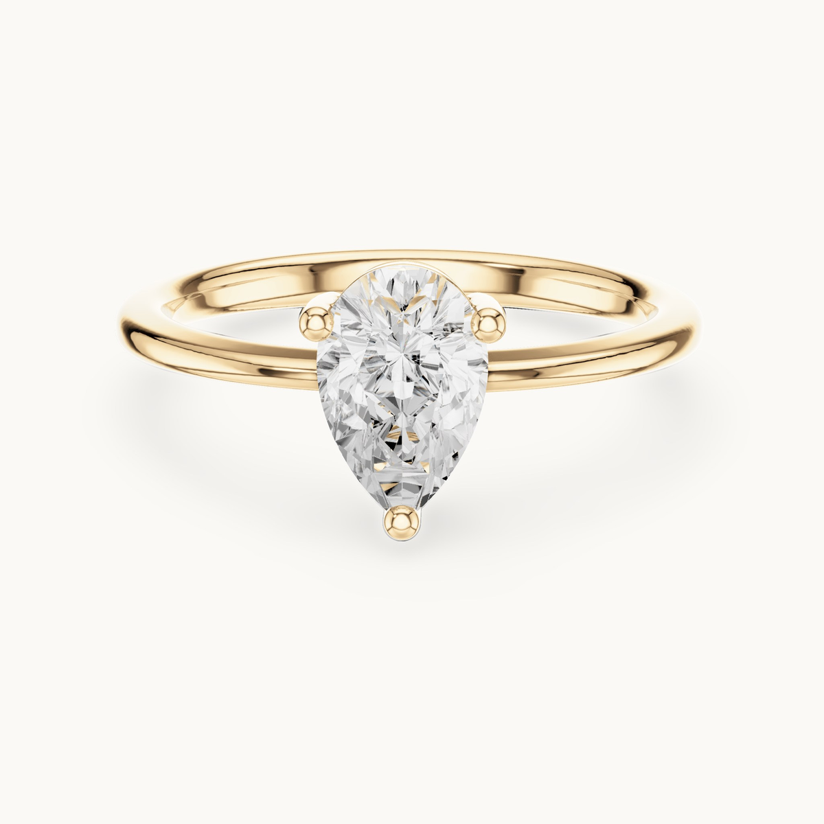 Pear lab-grown diamond solitaire engagement ring in 14K yellow gold, 0.90 CT TW, view 4