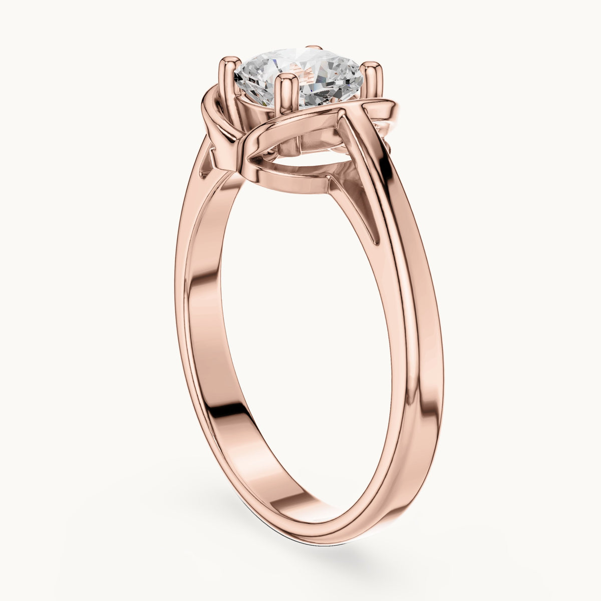 Cushion-cut lab-grown diamond solitaire engagement ring in rose gold, 0.77 CT TW, view 1