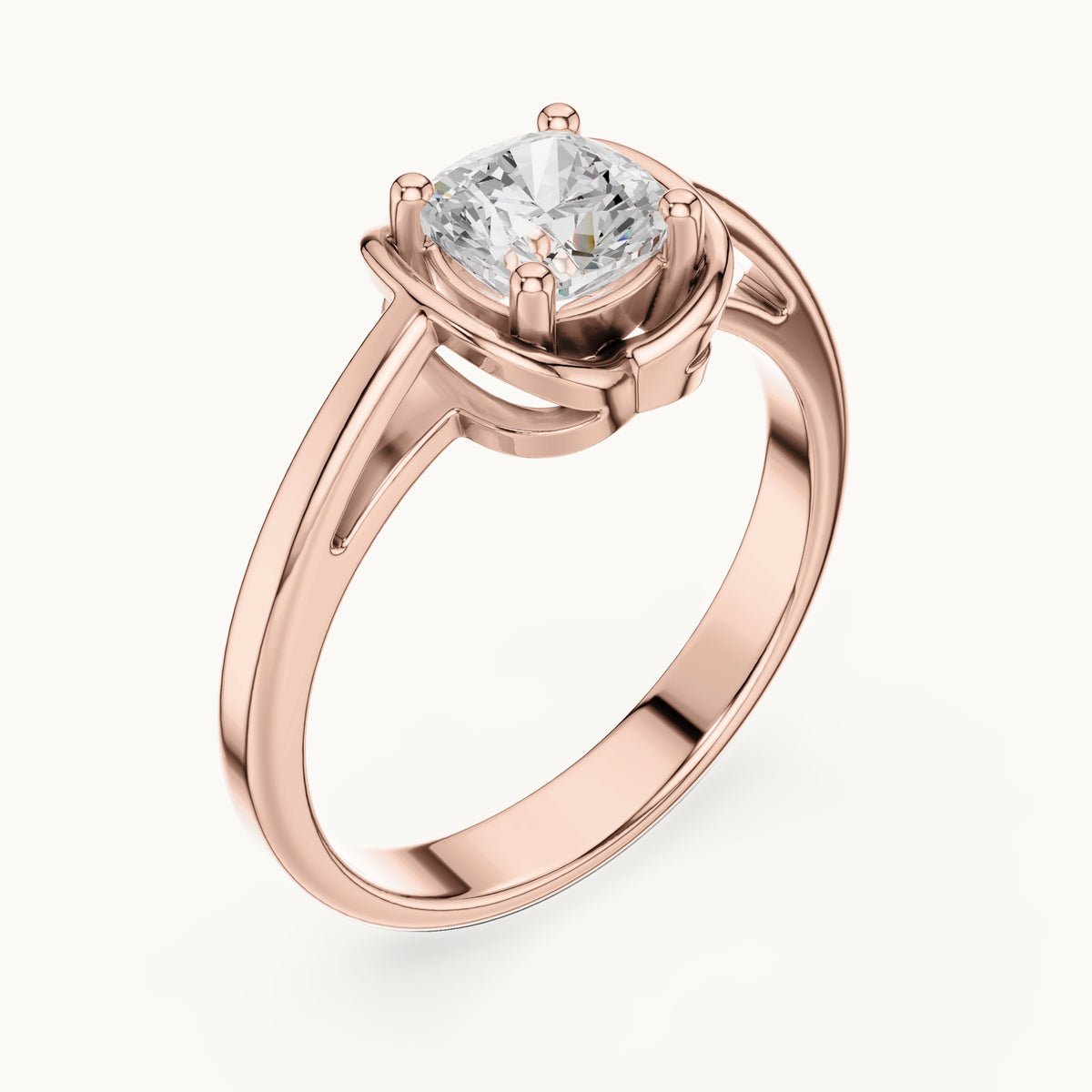 Cushion-cut lab-grown diamond solitaire engagement ring in rose gold, 0.77 CT TW, view 2