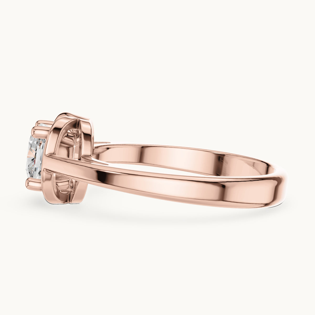 Cushion-cut lab-grown diamond solitaire engagement ring in rose gold, 0.77 CT TW, view 3