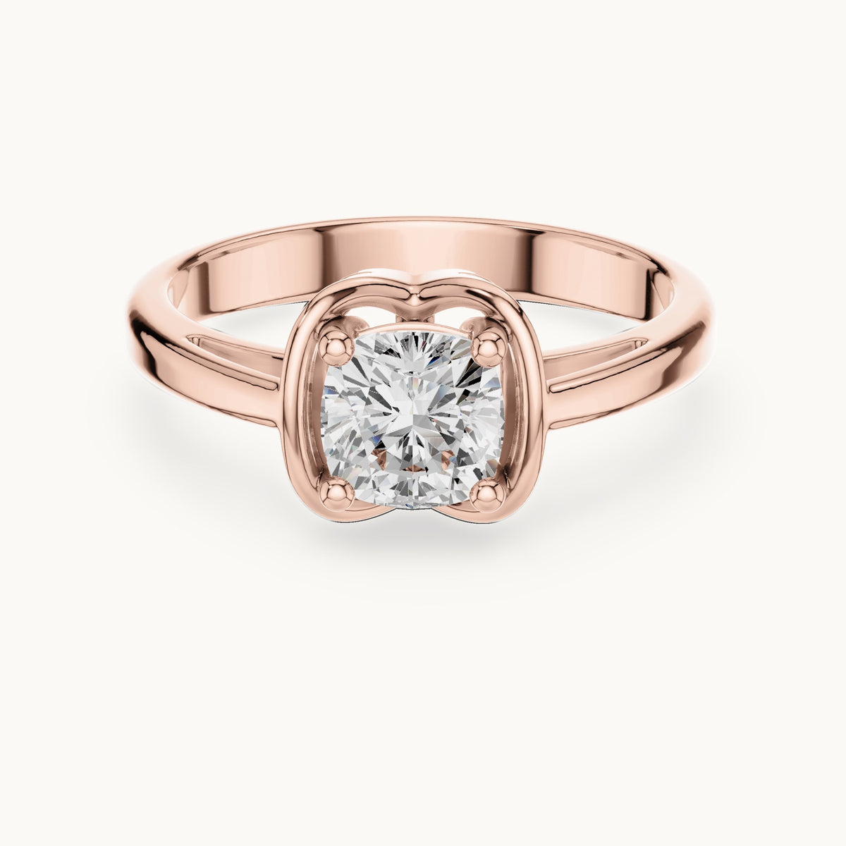 Cushion-cut lab-grown diamond solitaire engagement ring in rose gold, 0.77 CT TW, view 4