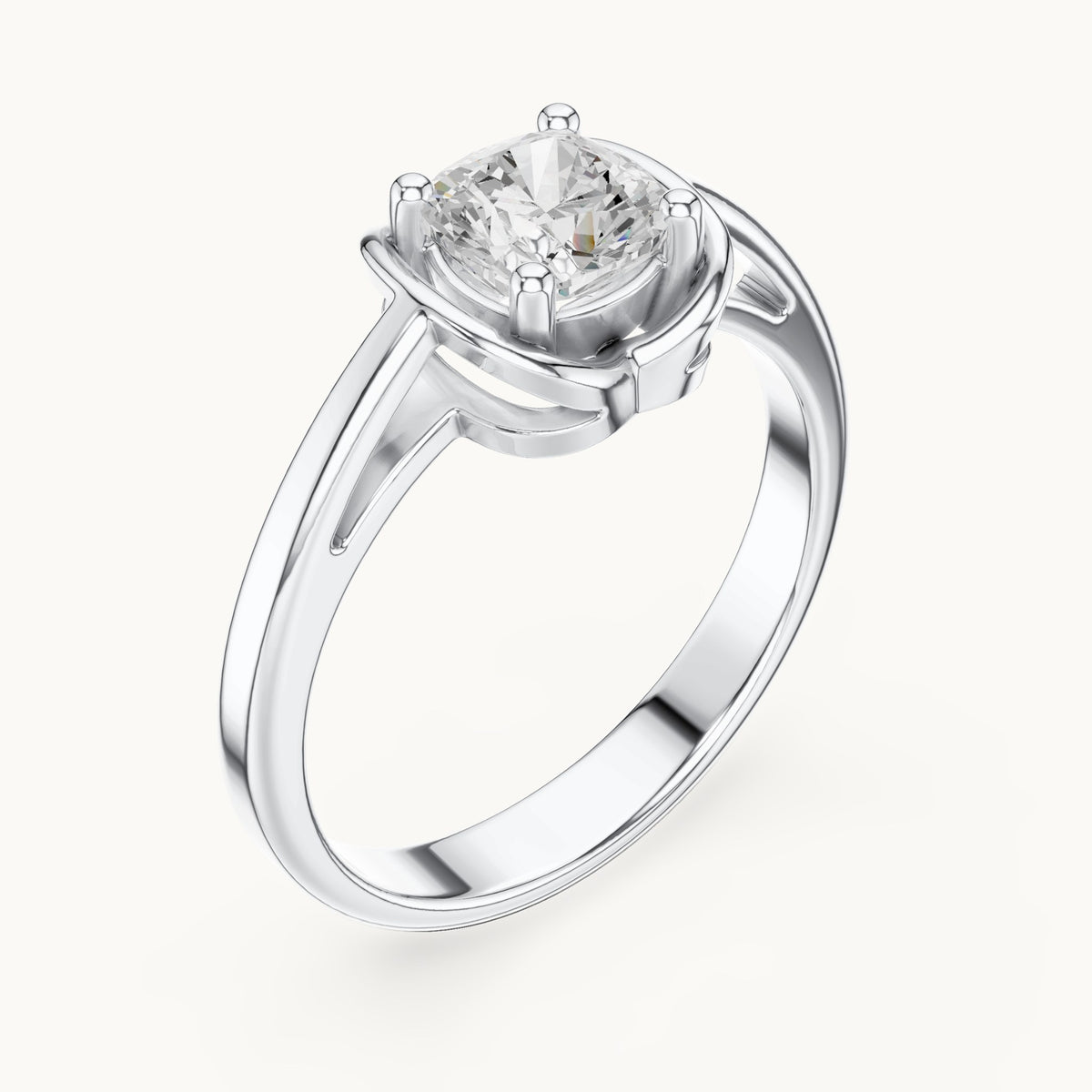 Cushion-cut lab-grown diamond solitaire engagement ring in white gold, 0.77 CT TW, view 2