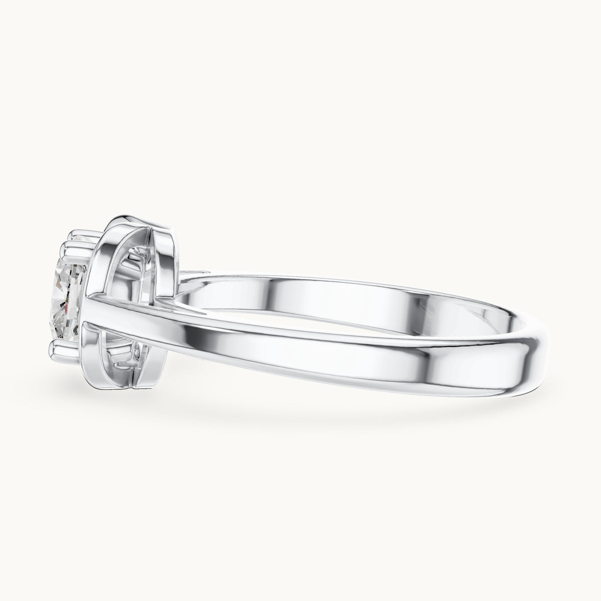 Cushion-cut lab-grown diamond solitaire engagement ring in white gold, 0.77 CT TW, view 3