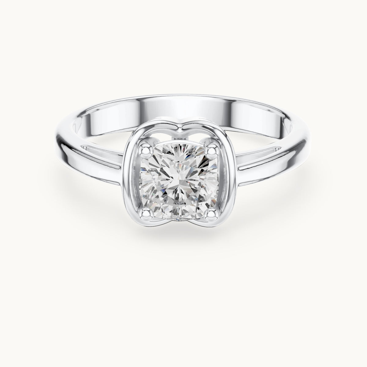 Cushion-cut lab-grown diamond solitaire engagement ring in white gold, 0.77 CT TW, view 4