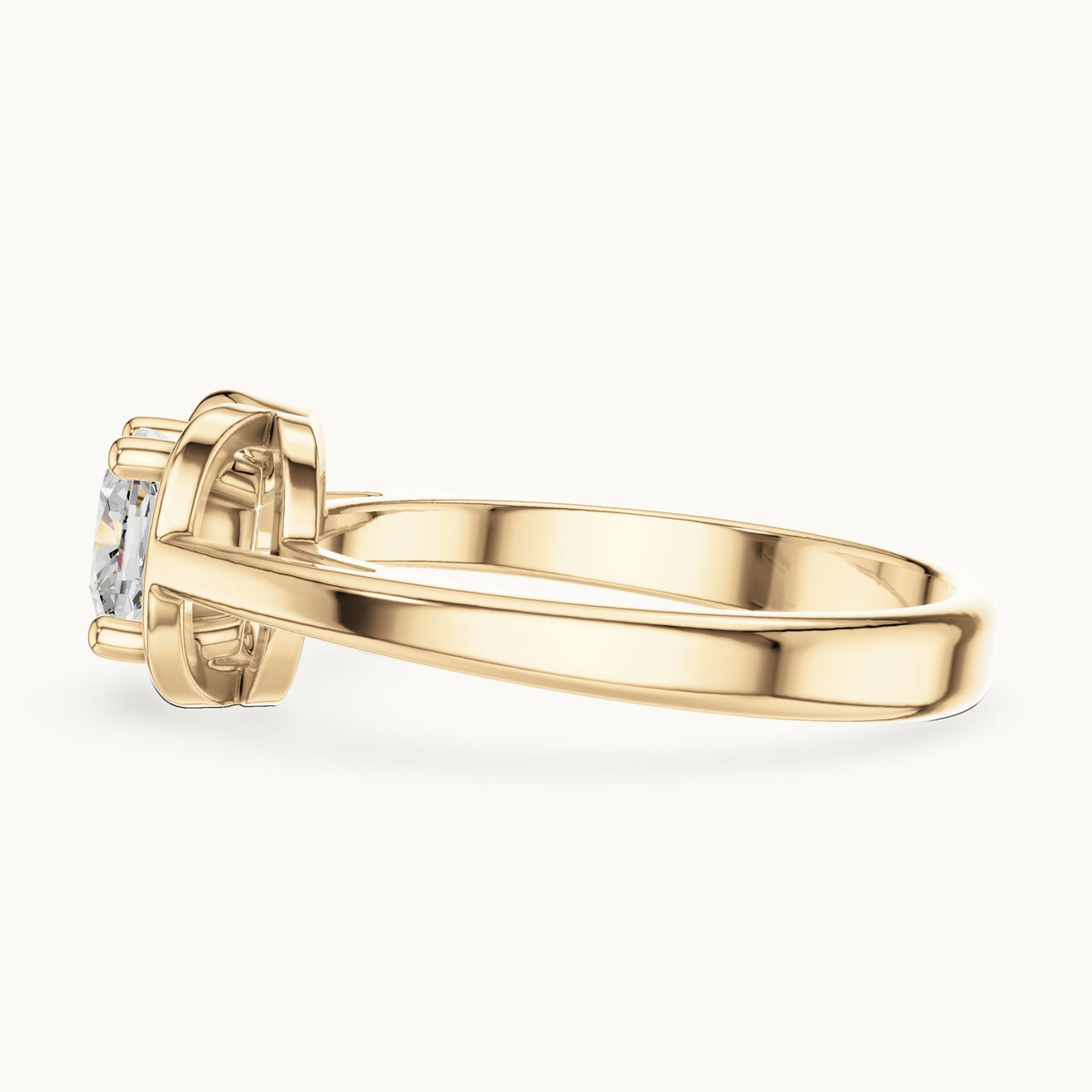 Cushion-cut lab-grown diamond solitaire engagement ring in yellow gold, 0.77 CT TW, view 3
