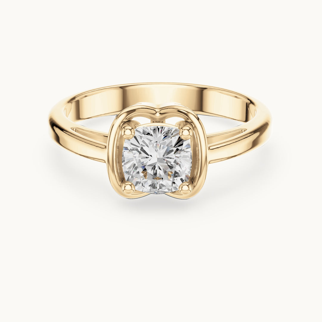 Cushion-cut lab-grown diamond solitaire engagement ring in yellow gold, 0.77 CT TW, view 4