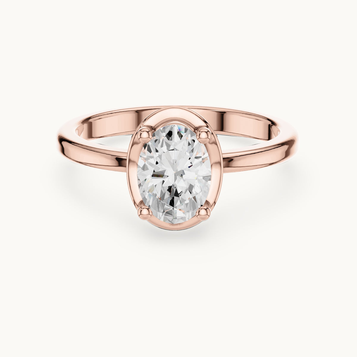 Oval lab-grown diamond open frame oval engagement ring in rose gold, 1.02 CT TW, view 4